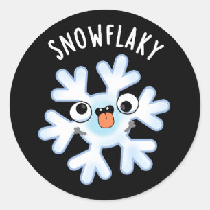 Pegatina Redonda Snowflakakakaky Funny Snow Flake Pun Dark BG