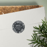 Pegatina Redonda Snowflake Border Holiday Return Address<br><div class="desc">Perfect for your holiday cards and Christmas season mailings,  these festive 1.5" return address stickers feature your return address encircled by a border of white snowflakes on a dark background.</div>
