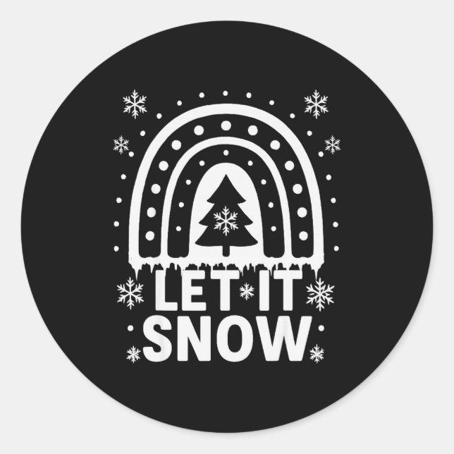 Pegatina Redonda Snowflake Christmas Teacher Student Cute Rainbow L (Anverso)