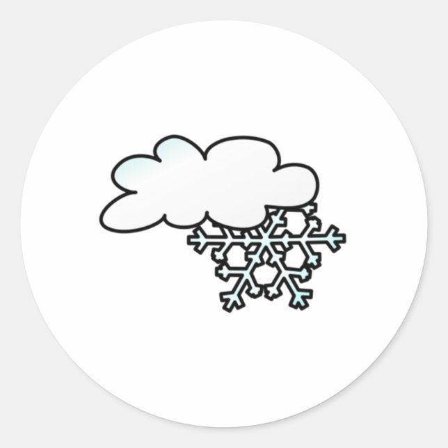 Pegatina Redonda Snowflake con nubes (Anverso)