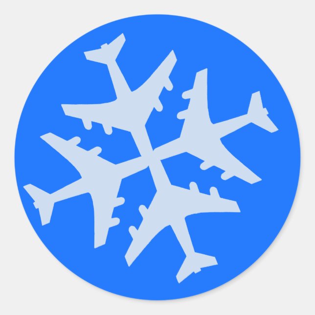 Pegatina Redonda Snowflake de avión (Anverso)