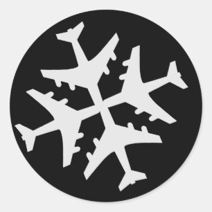 Pegatina Redonda Snowflake de avión