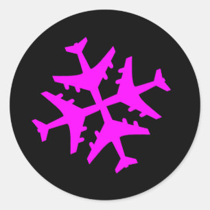 Pegatina Redonda Snowflake de avión