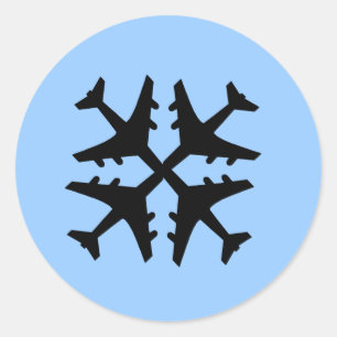 Pegatina Redonda Snowflake de avión
