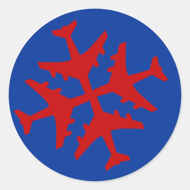 Pegatina Redonda Snowflake de avión (Anverso)