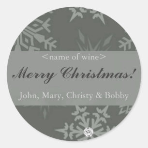 Pegatina Redonda Snowflake en Navidades plateados con etiquetas de 