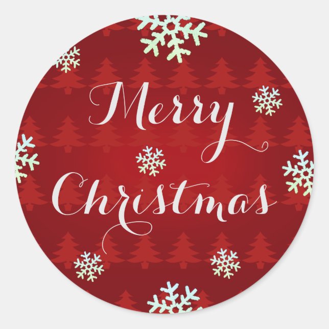 Pegatina Redonda Snowflake Feliz Navidad a los Pegatinas (Anverso)