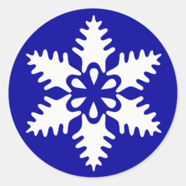 Pegatina Redonda Snowflake Navidades blancos de invierno