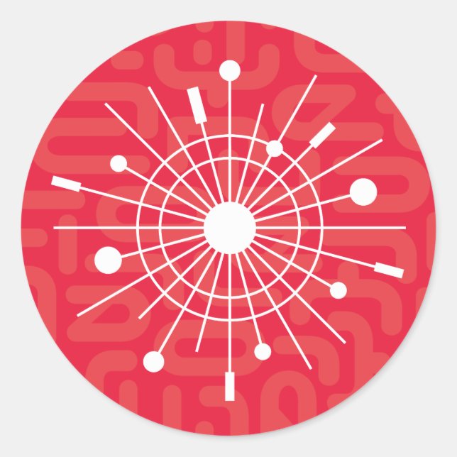 Pegatina Redonda Snowflake: Navidades del Sputnik en RED durante el (Anverso)