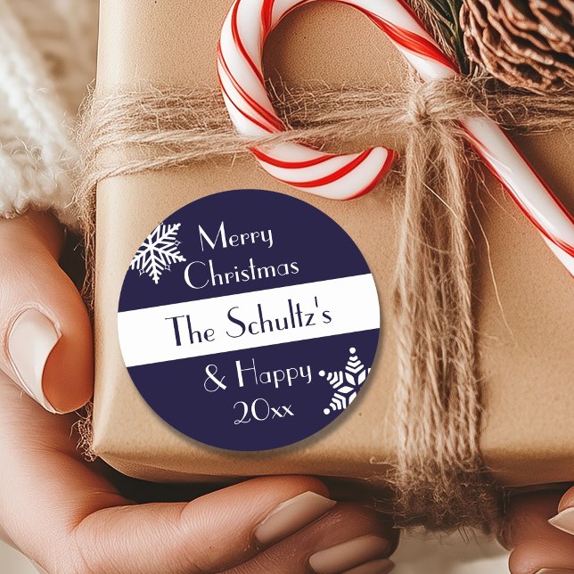 Pegatina Redonda Snowflake navideño personalizado (Subido por el creador)