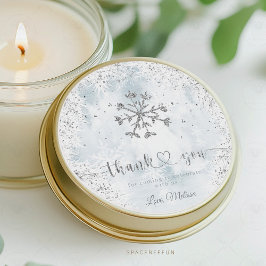 Pegatina Redonda Snowflake Winter Baby Shower