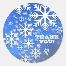 Pegatina Redonda Snowflakes and Stars Personalizado Text Gracias