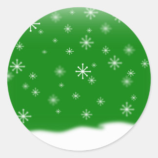 PEGATINA REDONDA SNOWFLAKES VERDE