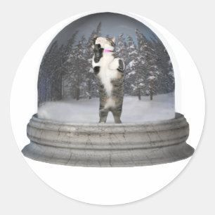 Pegatina Redonda Snowglobe del gato