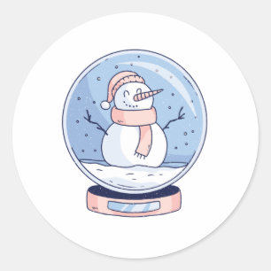 PEGATINA REDONDA SNOWGLOBE SNOWMAN