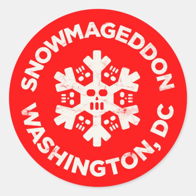 PEGATINA REDONDA SNOWMAGEDDON WASHINGTON, DC (Anverso)