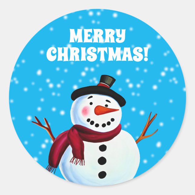 Pegatina Redonda Snowman (Anverso)