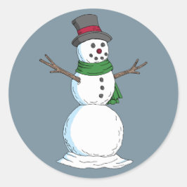 Pegatina Redonda Snowman