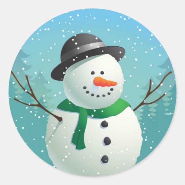 Pegatina Redonda Snowman (Anverso)