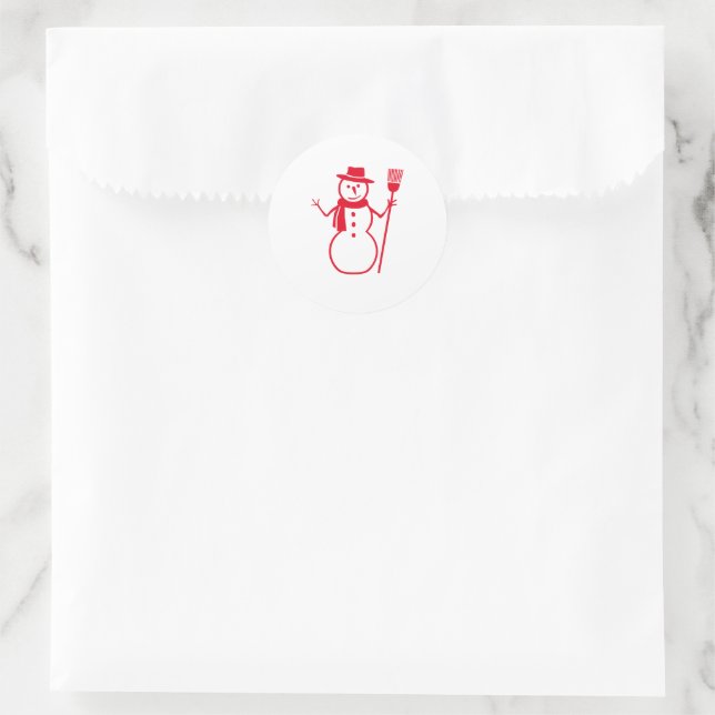Pegatina Redonda Snowman (Bolso)