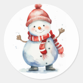 Pegatina Redonda Snowman