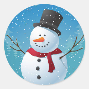 Pegatina Redonda Snowman