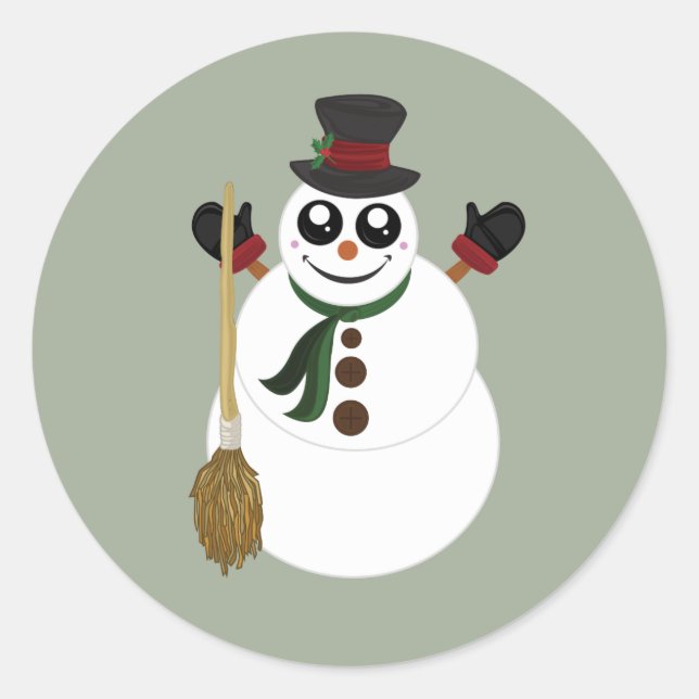 Pegatina Redonda Snowman (Anverso)
