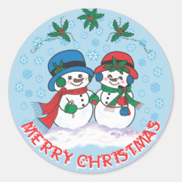Pegatina Redonda Snowman
