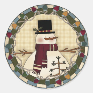 Pegatina Redonda Snowman