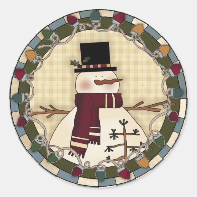 Pegatina Redonda Snowman (Anverso)