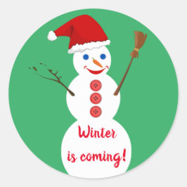 Pegatina Redonda Snowman