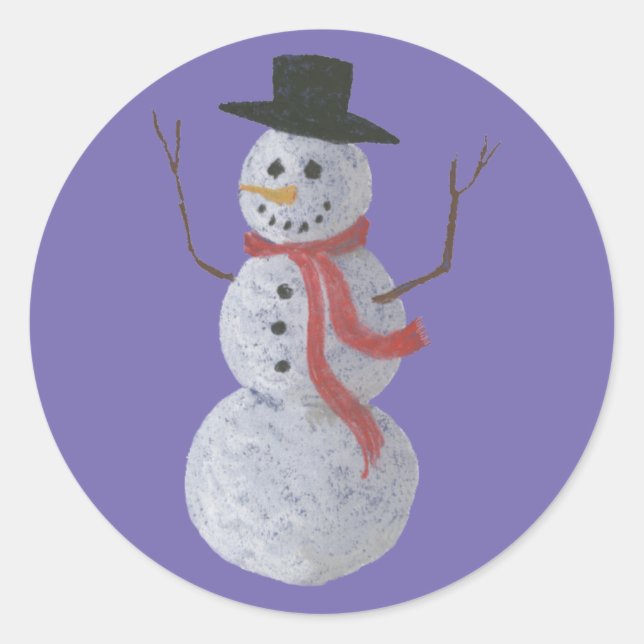 Pegatina Redonda Snowman (Anverso)