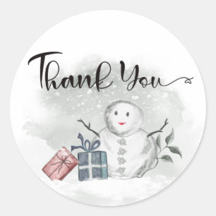 Pegatina Redonda Snowman baby ducha gracias