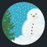 Pegatina Redonda Snowman Christmas Sticker<br><div class="desc">¡Selle sus tarjetas importantes o agregue un poco de diversión a un regalo con estos Pegatinas de Snowman! Añadir texto,  personalizarlos como quieras!</div>