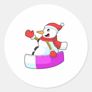 Pegatina Redonda Snowman como snowboarder con Sonowboard.PNG