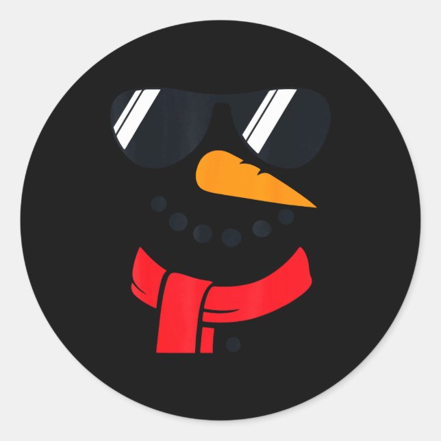 Pegatina Redonda Snowman Face Family Christmas Matching Costume Men (Anverso)