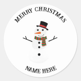 Pegatina Redonda Snowman Holiday Sticker | Custom Christmas Gift 