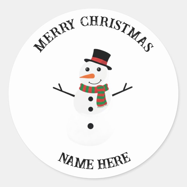 Pegatina Redonda Snowman Holiday Sticker | Custom Christmas Gift  (Anverso)