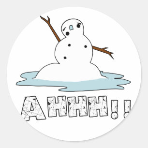 Pegatina Redonda Snowman Melting