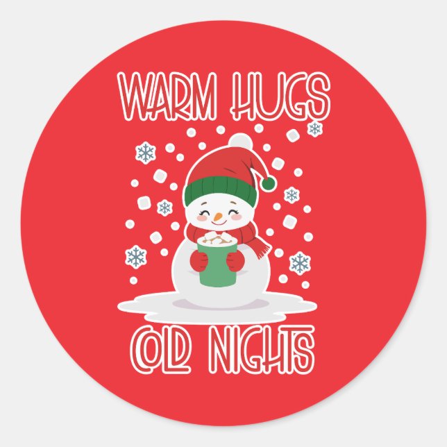 Pegatina Redonda Snowman – Merry Winter Design  (Anverso)