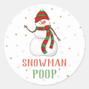 Pegatina Redonda Snowman Poop Sticker Navidad Party Favorece las et