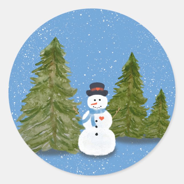 Pegatina Redonda Snowman sticker  (Anverso)