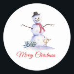 Pegatina Redonda Snowman Winter Christmas Sticker<br><div class="desc">Snowman Winter Christmas Sticker</div>