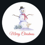 Pegatina Redonda Snowman Winter Christmas Sticker<br><div class="desc">Snowman Winter Christmas Sticker</div>