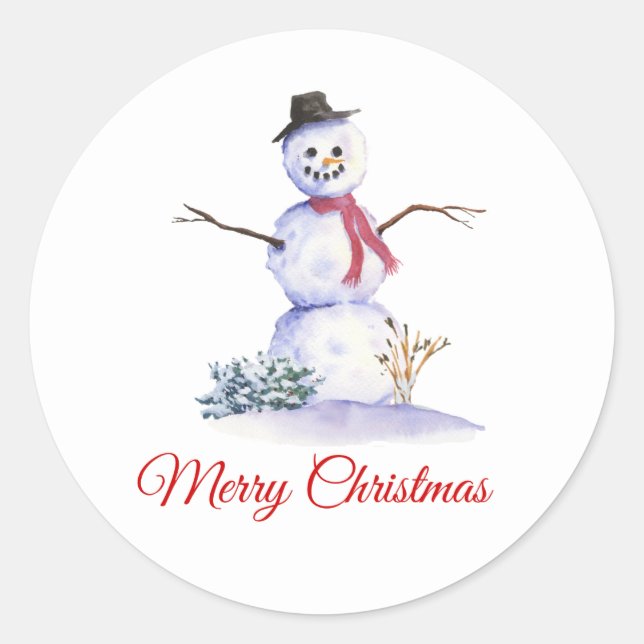 Pegatina Redonda Snowman Winter Christmas Sticker (Anverso)