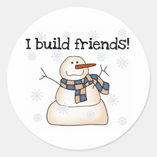 Pegatina Redonda Snowman Winter Friends