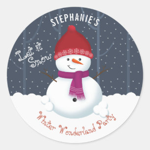 Pegatina Redonda Snowman Winter Wonderland