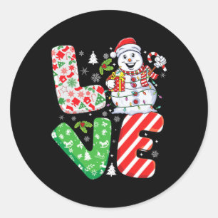Pegatina Redonda Snowman Xmas Family Mating Design Snowman Christ