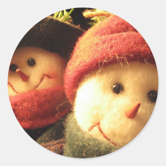 Pegatina Redonda Snowmen (Anverso)