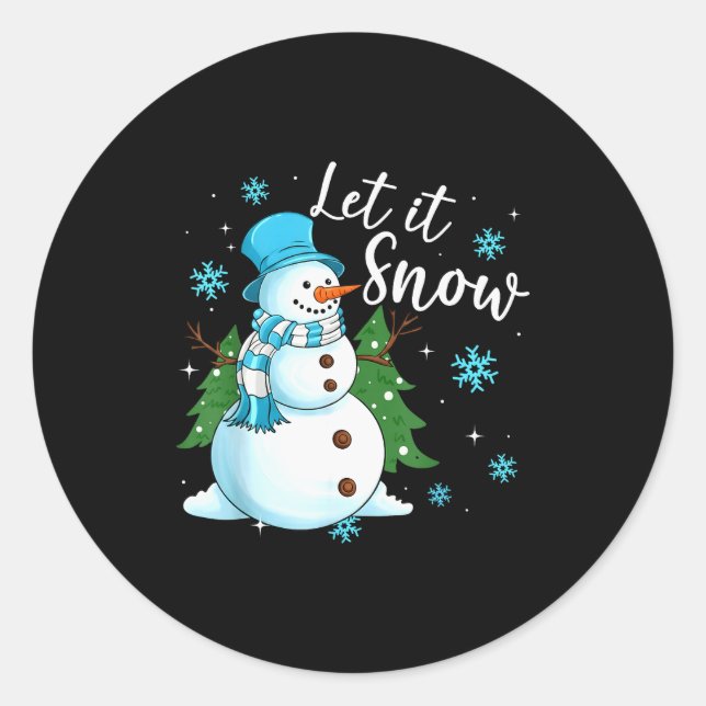 Pegatina Redonda Snowmen Let It Snow Christmas Funny Family Matchin (Anverso)